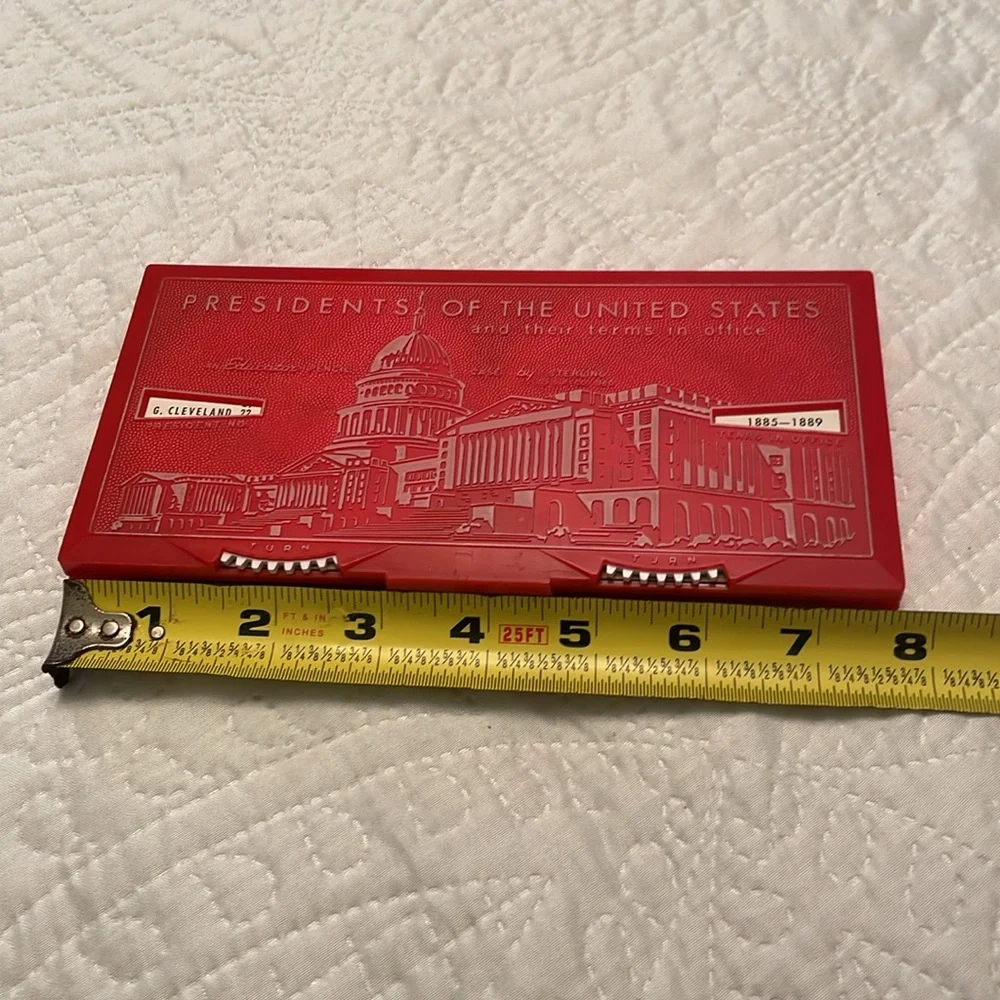 Vintage 1960 Presidents of US & Terms in Office Plastic Pencil Case Dial Knobs